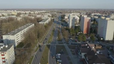 Güzel Panorama Gökdelenleri Swidnik Hava Görüntüsü Polonya. Yüksek kalite 4k görüntü