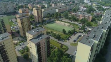 Güzel gökdelenler Dolnoslaskie Belchatow Hava Manzaralı Polonya. Yüksek kalite 4k görüntü