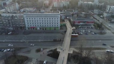 Güzel Passage Tren İstasyonu Bielsko Biala Hava Manzaralı Polonya. Yüksek kalite 4k görüntü
