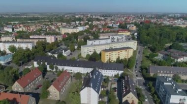 Güzel Panorama Konutları Leszno Havacılık Manzarası Polonya. Yüksek kalite 4k görüntü