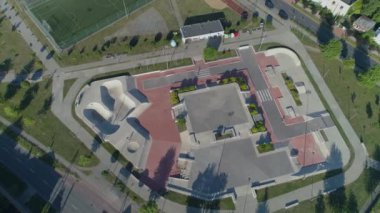 Güzel Paten Parkı Leszno Hava Manzarası Polonya. Yüksek kalite 4k görüntü