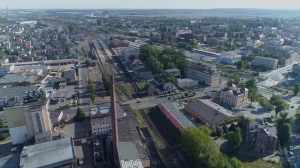 Beautiful Panorama Factory Tracks Leszno Vista Aérea Polonia Imágenes Alta — Vídeos de Stock