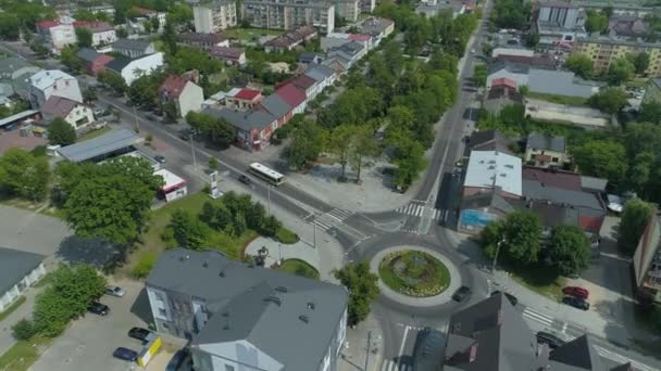 Roundabout Square Park Wolnosci Belchatow Aerial View Poland High Quality — Stock Video