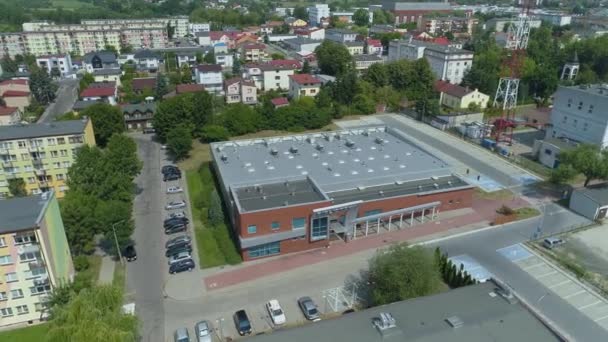 Beautiful Library Panorama Belchatow Aerial View Poland High Quality Footage — Stock Video