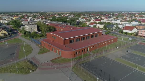 Piękna Hala Sportowa Leszno Aerial View Poland Wysokiej Jakości Materiał — Wideo stockowe