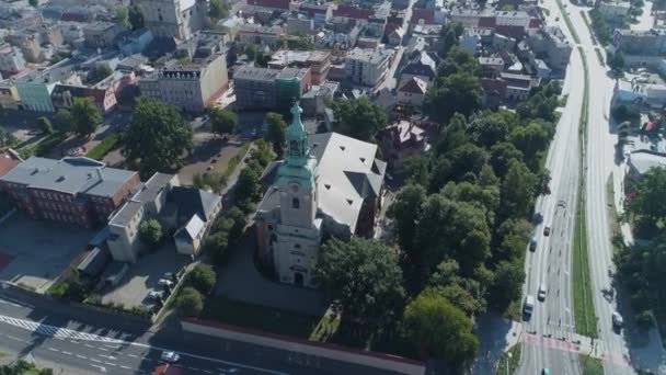 Hermosa Iglesia Leszno Vista Aérea Polonia Imágenes Alta Calidad — Vídeos de Stock
