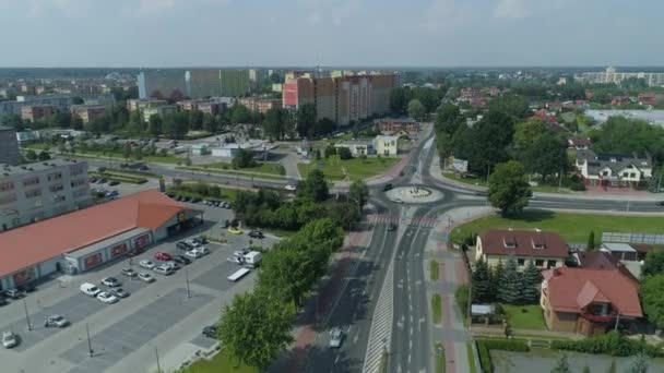 Vacker Roundabout Dolnoslaskie Belchatow Flygfoto Polen Högkvalitativ Film — Stockvideo