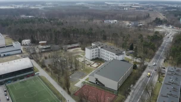 Liceum Ogólnokształcące Stalowa Wola Aerial View Poland Wysokiej Jakości Materiał — Wideo stockowe