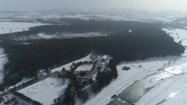 Prachtig Panoramareservaat Bor Forest Nowy Targ Aerial View Polen Hoge — Stockvideo