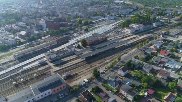 Estação Ferroviária Leszno Aerial View Poland Imagens Alta Qualidade — Vídeo de Stock