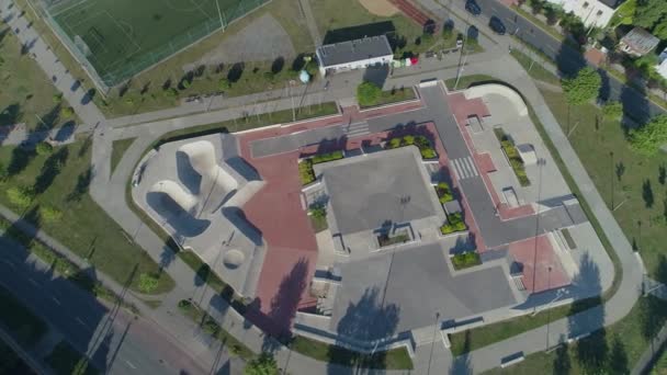 Bellissimo Skatepark Leszno Vista Aerea Polonia Filmati Alta Qualità — Video Stock