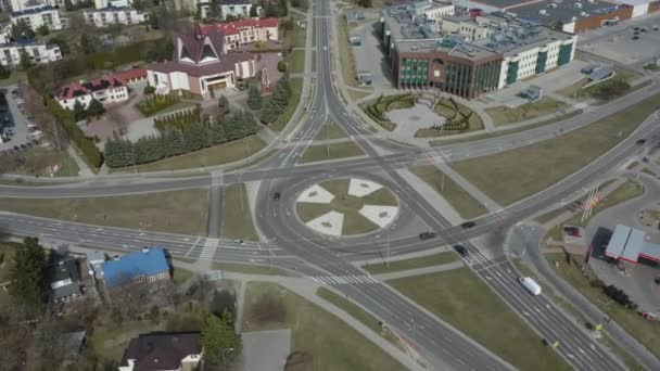 Krásný Panorama Roundabout Zamosc Aerial View Polsko Vysoce Kvalitní Záběry — Stock video