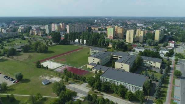 Piękna Szkoła Panoramy Dolnośląskie Bełchatów Widok Lotu Ptaka Polska Wysokiej — Wideo stockowe