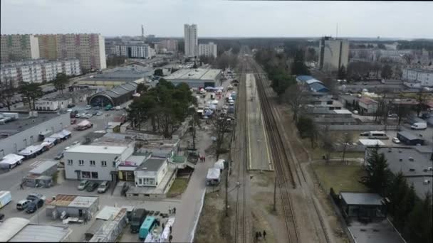 Estação Ferroviária Stalowa Wola Aerial View Poland Imagens Alta Qualidade — Vídeo de Stock