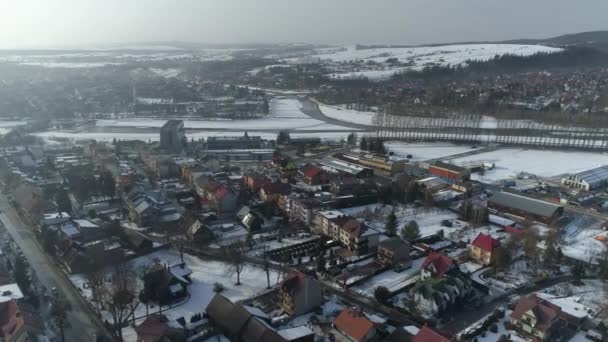 Gyönyörű Panoráma Nowy Targ Aerial View Lengyelország Kiváló Minőségű Felvételek — Stock videók