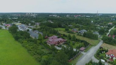 Güzel Panorama Konutları Zgierz Havacılık Manzarası Polonya. Yüksek kalite 4k görüntü