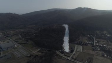 Panorama Dağı Debowiec Bielsko Biala Hava Görüntüsü Polonya. Yüksek kalite 4k görüntü