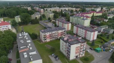 Güzel Panorama Konutları Zgierz Havacılık Manzarası Polonya. Yüksek kalite 4k görüntü