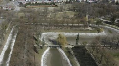 Güzel Park Eski Şehir Zamosc Hava Manzarası Polonya. Yüksek kalite 4k görüntü