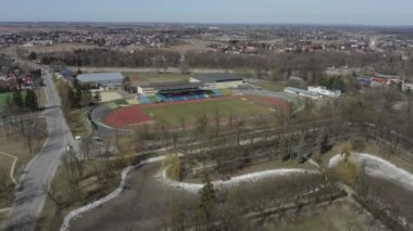 Güzel Stadyum Panorama Zamosc Hava Manzarası Polonya. Yüksek kalite 4k görüntü