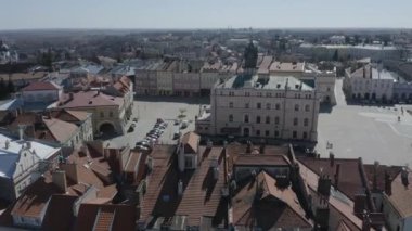 Güzel Eski Şehir Meydanı Jaroslaw Hava Manzarası Polonya. Yüksek kalite 4k görüntü