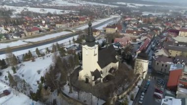 Güzel kilise şimdi Targ Havacılık Polonya 'yı gösteriyor. Yüksek kalite 4k görüntü