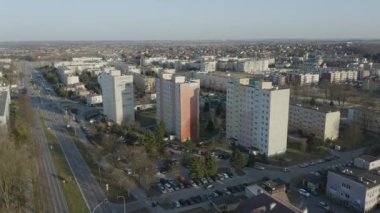 Güzel Panorama Gökdelenleri Swidnik Hava Görüntüsü Polonya. Yüksek kalite 4k görüntü