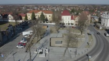 Güzel Pazar Yeri Centrum Lezajsk Hava Manzarası Polonya. Yüksek kalite 4k görüntü