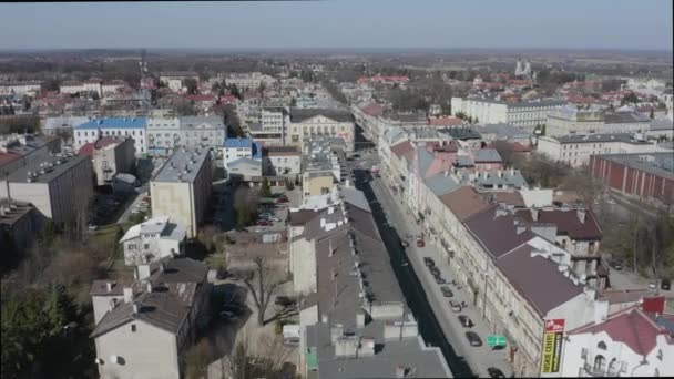 Beautiful Street Old Town Jaroslaw Aerial View Poland High Quality — Stock Video