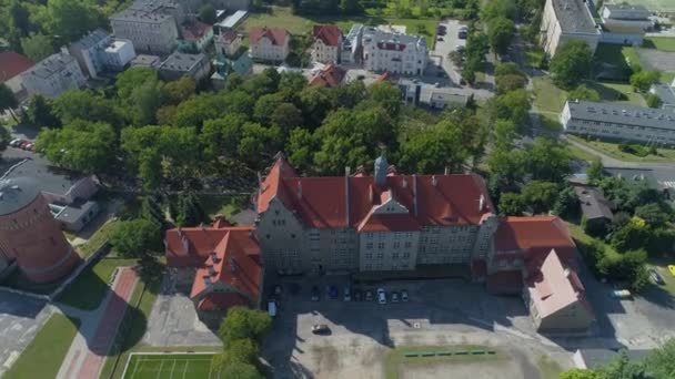 Zespół Szkół Leszno Aerial View Poland Wysokiej Jakości Materiał — Wideo stockowe