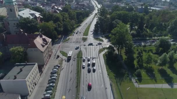 Bela Panorama Street Leszno Vista Aérea Polónia Imagens Alta Qualidade — Vídeo de Stock