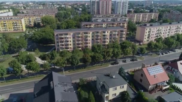 Vackra Panorama Skyskrapor Leszno Antenn View Poland Högkvalitativ Film — Stockvideo