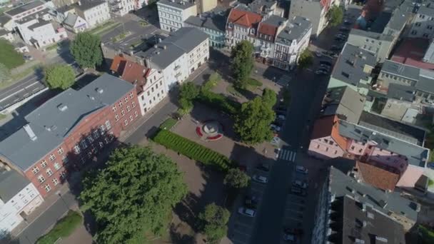 Piazza Metziga Chiesa Leszno Veduta Aerea Polonia Filmati Alta Qualità — Video Stock