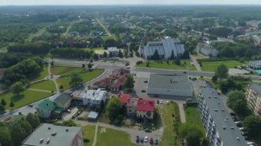 Güzel Panorama Kilisesi Dolnoslaskie Belchatow Hava Manzaralı Polonya. Yüksek kalite 4k görüntü