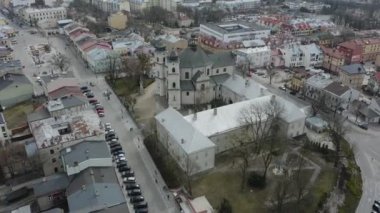 Güzel Tarihi Tebeşir Madeni Kilisesi Chelm Hava Manzarası Polonya. Yüksek kalite 4k görüntü
