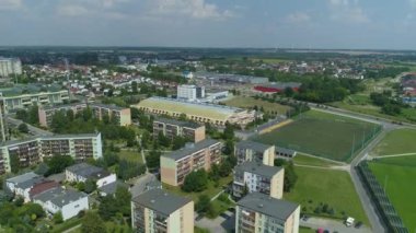 Güzel Panorama Spor Salonu Belchatow Hava Manzaralı Polonya. Yüksek kalite 4k görüntü