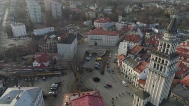 Güzel Katedral Bielsko Biala Hava Manzarası Polonya. Yüksek kalite 4k görüntü