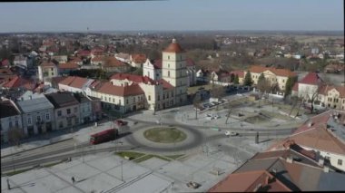 Güzel Pazar Yeri Centrum Lezajsk Hava Manzarası Polonya. Yüksek kalite 4k görüntü