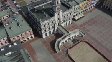 Güzel Pazar Meydanı Eski Şehir Zamosc Hava Manzarası Polonya. Yüksek kalite 4k görüntü