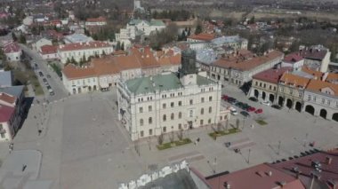 Güzel Eski Şehir Meydanı Jaroslaw Hava Manzarası Polonya. Yüksek kalite 4k görüntü