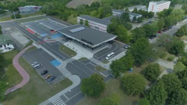 Otobüs İstasyonu Belchatow Hava Görüntülü Polonya. Yüksek kalite 4k görüntü