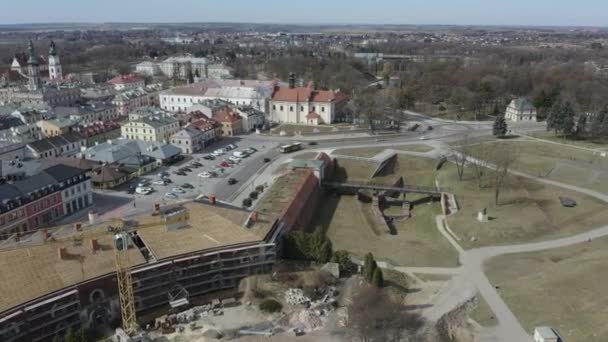 Стены Старого Города Замоска Видом Польшу Высококачественные Кадры — стоковое видео
