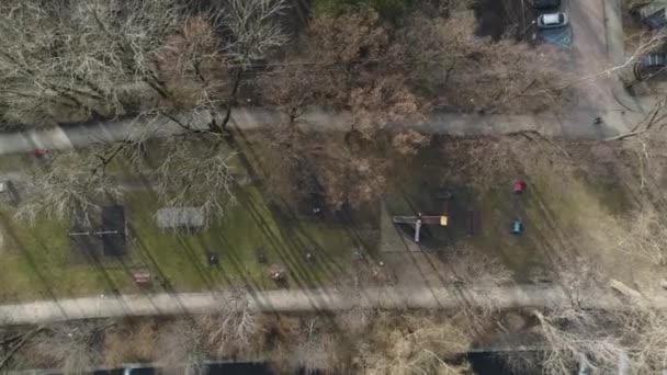 Parcul Joacă Frumos Râul Bielsko Biala Aerial View Polonia Înregistrare — Videoclip de stoc
