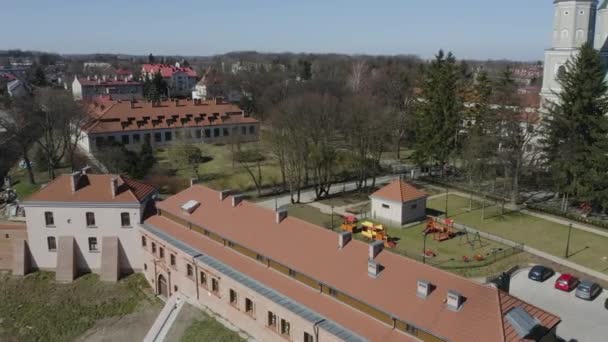 Hermoso Santuario Hill Walls Vista Aérea Jaroslaw Polonia Imágenes Alta — Vídeos de Stock