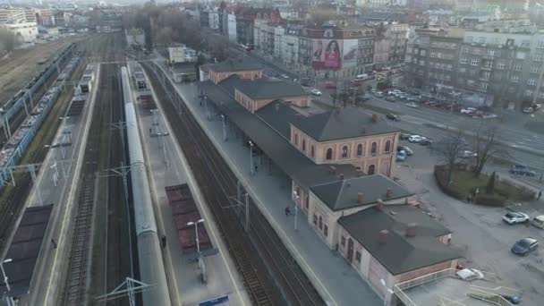 Krásné Nádraží Bielsko Biala Aerial View Polsko Vysoce Kvalitní Záběry — Stock video
