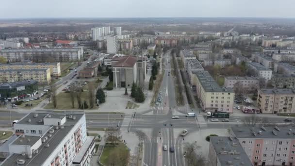 Панорама Базиліки Stalowa Vola Air View Польща Високоякісні Кадри — стокове відео