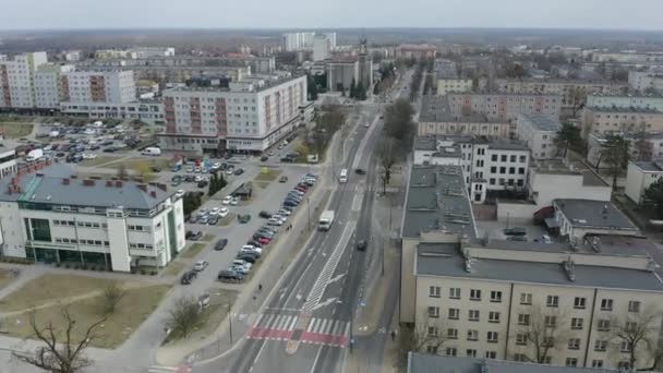 Beautiful Street Downtown Stalowa Wola Aerial View Poland Vysoce Kvalitní — Stock video