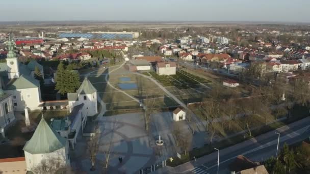 Красивый Монастырь Лежайск Вид Воздуха Польша Высококачественные Кадры — стоковое видео
