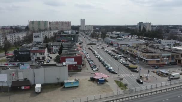 Panorama Winkelcentrum Stalowa Wola Luchtfoto View Polen Hoge Kwaliteit Beeldmateriaal — Stockvideo