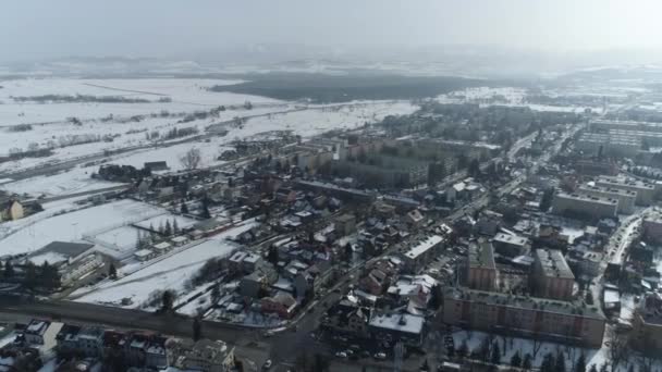 Prachtig Panorama Nowy Targ Luchtfoto Uitzicht Polen Hoge Kwaliteit Beeldmateriaal — Stockvideo